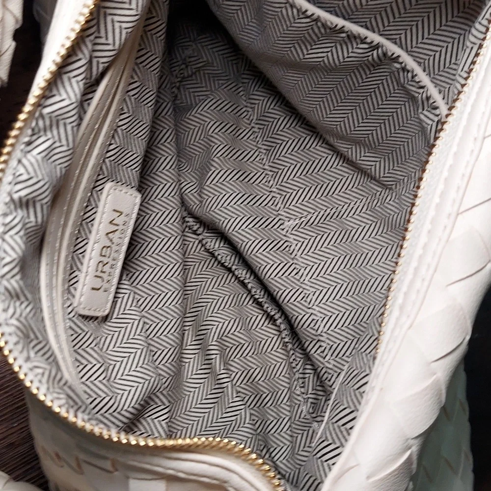 Urban Expressions Cream Woven Hobo Shoulder Bag